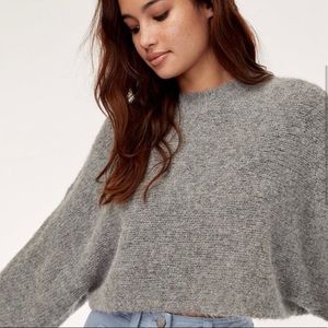 Aritzia Cropped Oversized Alpaca Heathered Gray Small